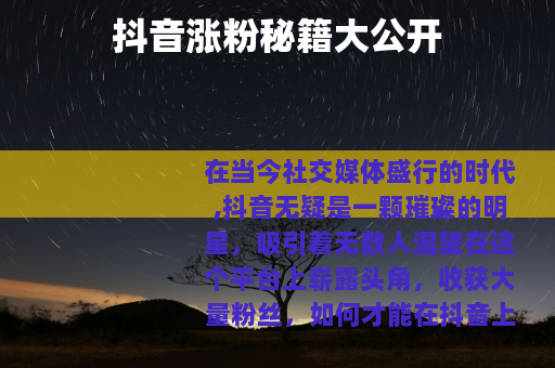 抖音涨粉秘籍大公开