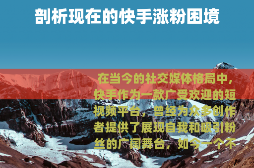 剖析现在的快手涨粉困境