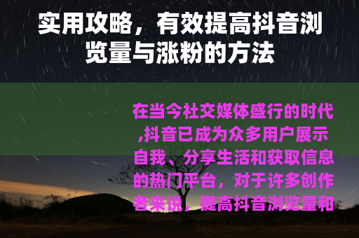实用攻略，有效提高抖音浏览量与涨粉的方法
