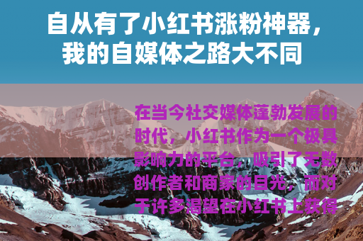 自从有了小红书涨粉神器，我的自媒体之路大不同