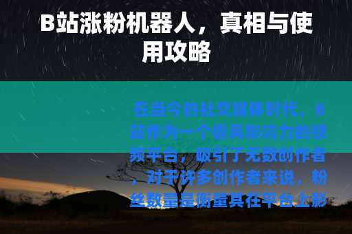 B站涨粉机器人，真相与使用攻略