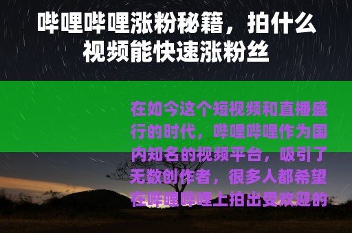 哔哩哔哩涨粉秘籍，拍什么视频能快速涨粉丝