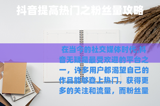 抖音提高热门之粉丝量攻略