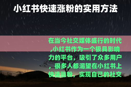 小红书快速涨粉的实用方法