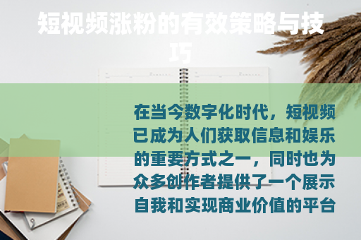 短视频涨粉的有效策略与技巧