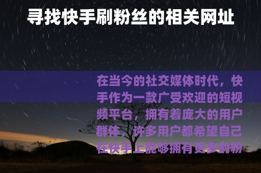 寻找快手刷粉丝的相关网址