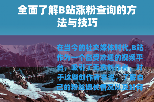 全面了解B站涨粉查询的方法与技巧