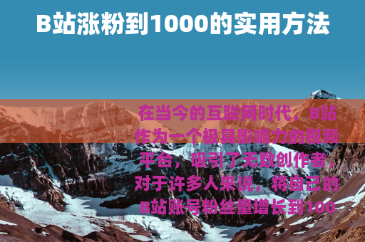 B站涨粉到1000的实用方法