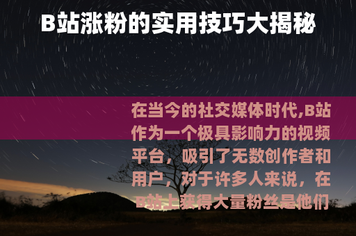 B站涨粉的实用技巧大揭秘