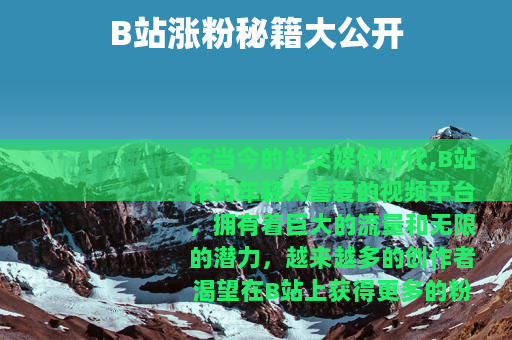 B站涨粉秘籍大公开