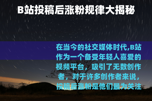 B站投稿后涨粉规律大揭秘