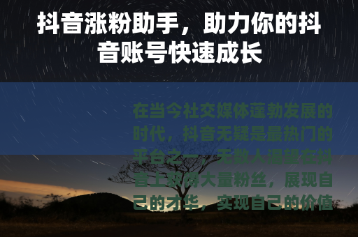 抖音涨粉助手，助力你的抖音账号快速成长