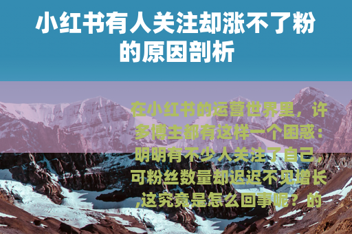 小红书有人关注却涨不了粉的原因剖析