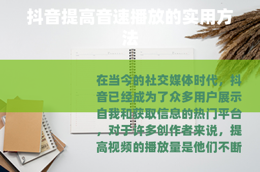 抖音提高音速播放的实用方法