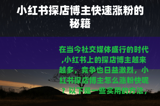 小红书探店博主快速涨粉的秘籍