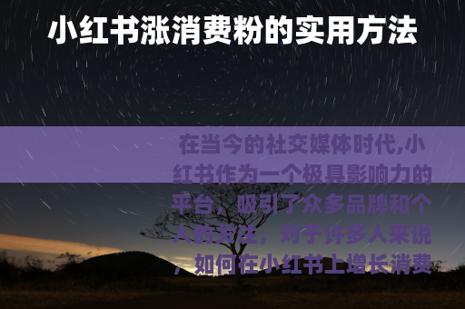 小红书涨消费粉的实用方法