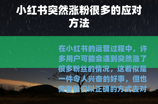小红书突然涨粉很多的应对方法