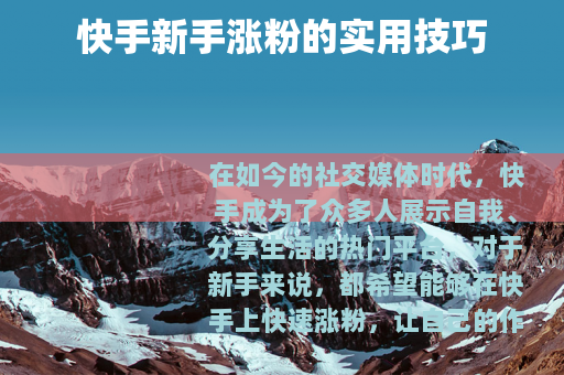 快手新手涨粉的实用技巧