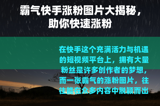 霸气快手涨粉图片大揭秘，助你快速涨粉