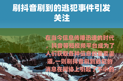刷抖音刷到的逃犯事件引发关注