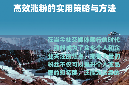 高效涨粉的实用策略与方法