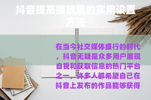 抖音提高播放量的实用设置方法