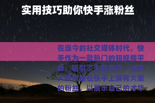 实用技巧助你快手涨粉丝