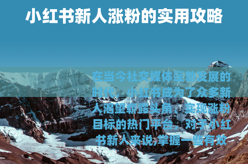 小红书新人涨粉的实用攻略