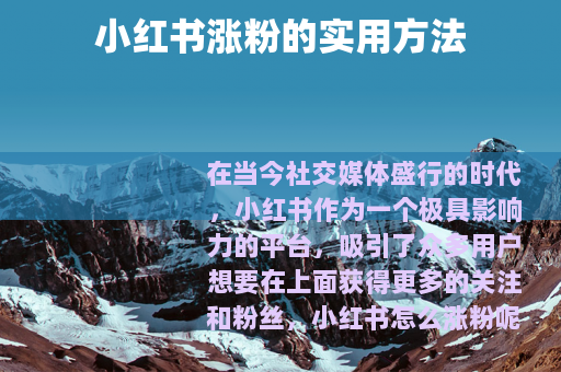 小红书涨粉的实用方法